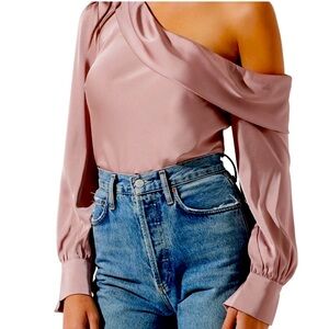 Astr Pink One-Shoulder Top
